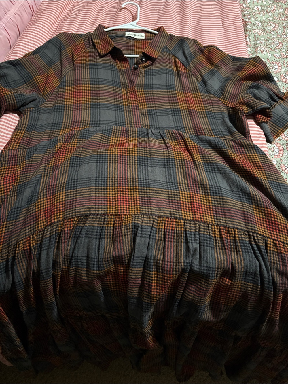 Natural Life Plaid Tiered Rebecca Dress in Autumn Plaid - Picture 2 of 5